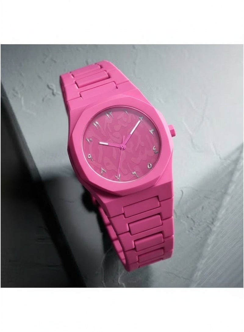 Unique Small Quartz Watch for Men Women, Vibrant Dopamine Dial, Fashionable Casual Waterproof Watch for Daily Use(pink) - Image 2